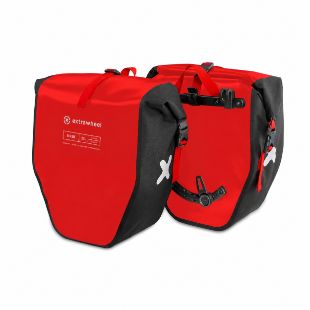 Extrawheel Fahrradtaschen Biker PRO Red-Black 50L system Racktime/Tubus